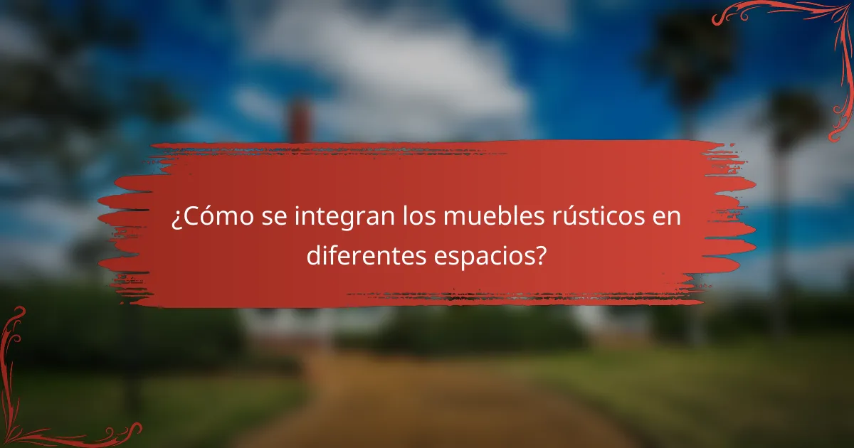 ¿Cómo se integran los muebles rústicos en diferentes espacios?