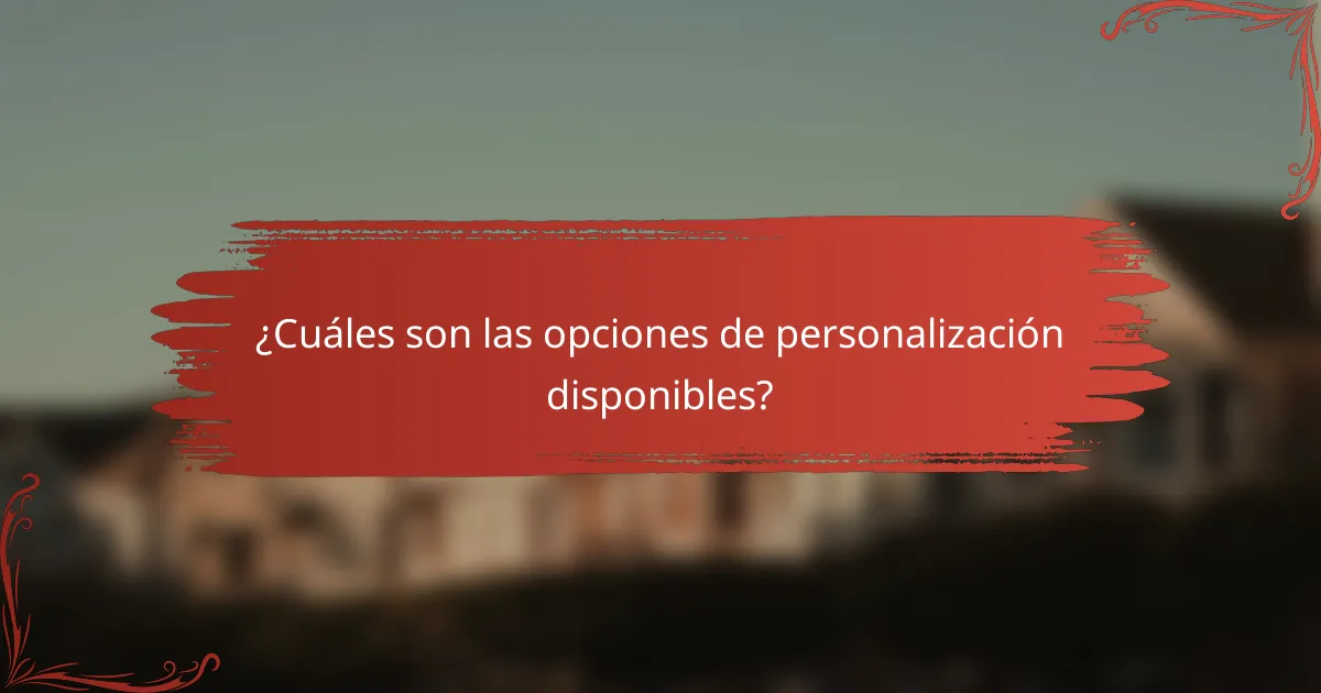 ¿Cuáles son las opciones de personalización disponibles?